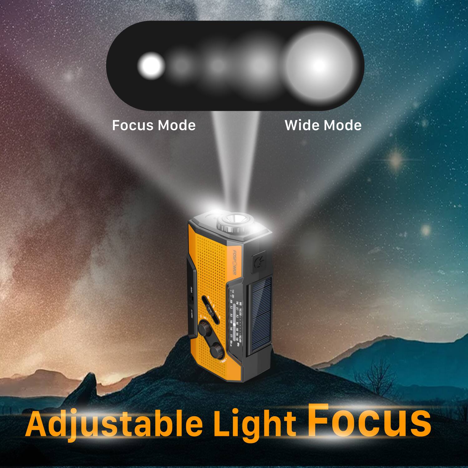Focus Mode Wide Mode  
Adjustable Light Focus