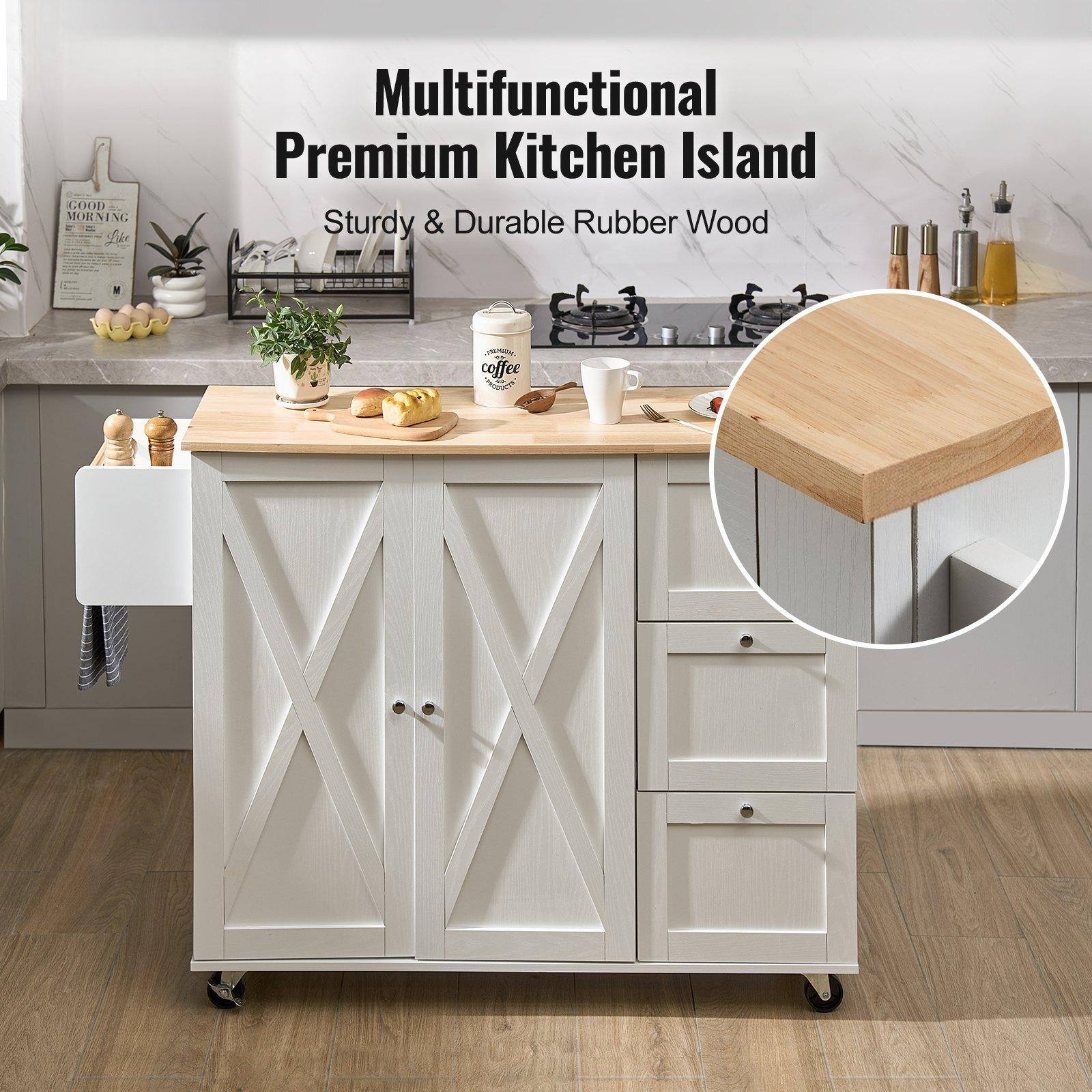 Multifunctional Premium Kitchen Island  
Sturdy & Durable Rubber Wood  

GOOD MORNING  
Lake  

COFFEE