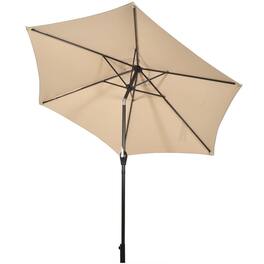 Kadyn - 9 ft Outdoor Market Patio Table Umbrella Push Button Tilt Crank Lift-Beige, Patio Offset Umbrella with Tilt Adjustment
