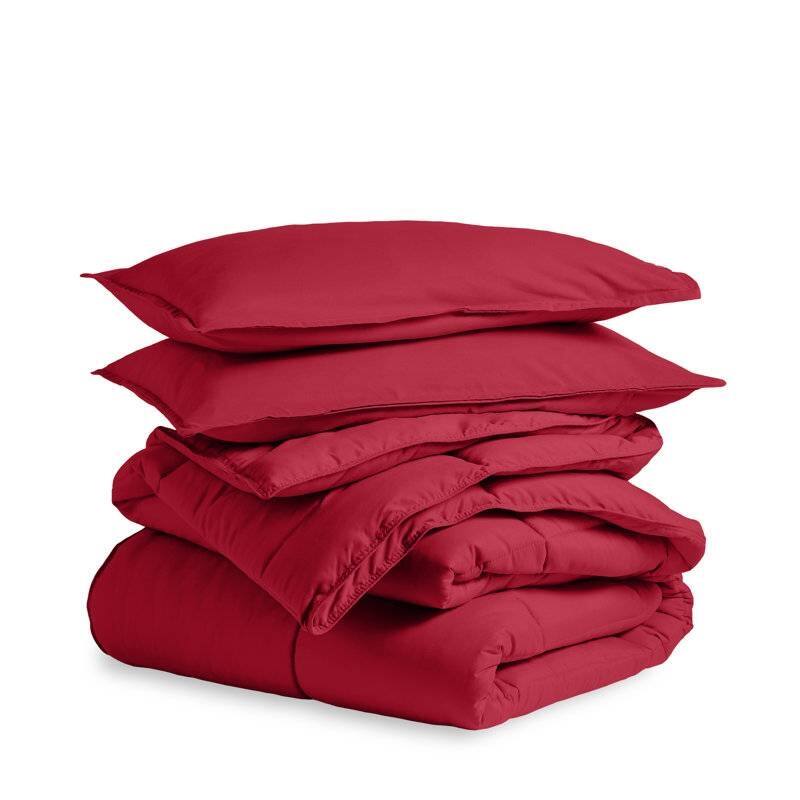 Angle. Hivvago - Full/Double Size All Season Super Soft Down Alternative Comforter Set Red - Red.