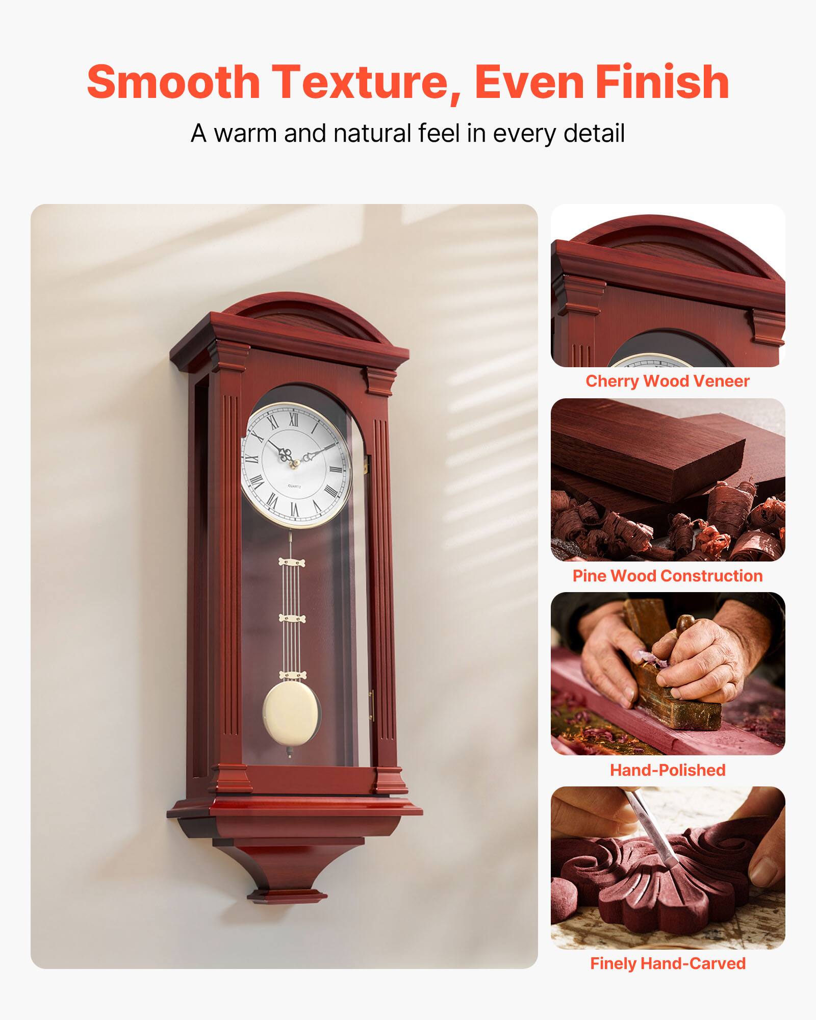 VEVOR Grandfather Clock, 26.7 in Classic Vintage Pendulum