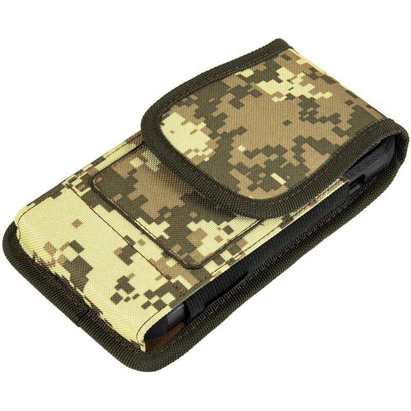 Alt View 1. LUXMO - LUXMO Large Vertical Universal Nylon Phone Pouch with Dual Card Slots - Digital Camo - Green.