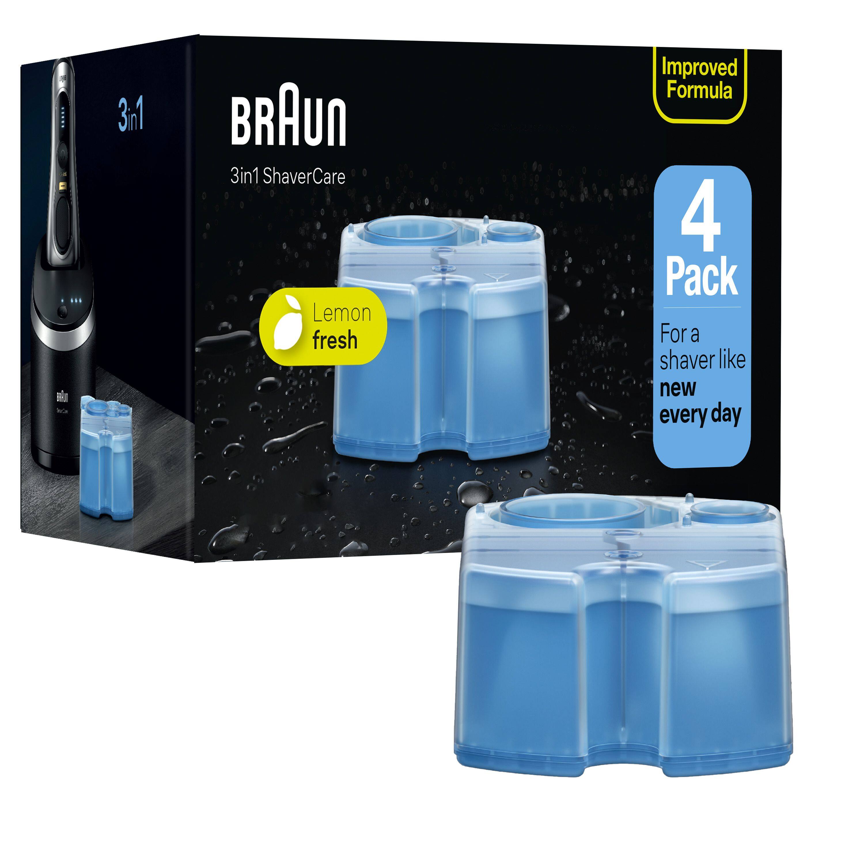 BRAUN 3in1 ShaverCare Lemon fresh Improved Formula 4 Pack For a shaver like new every day