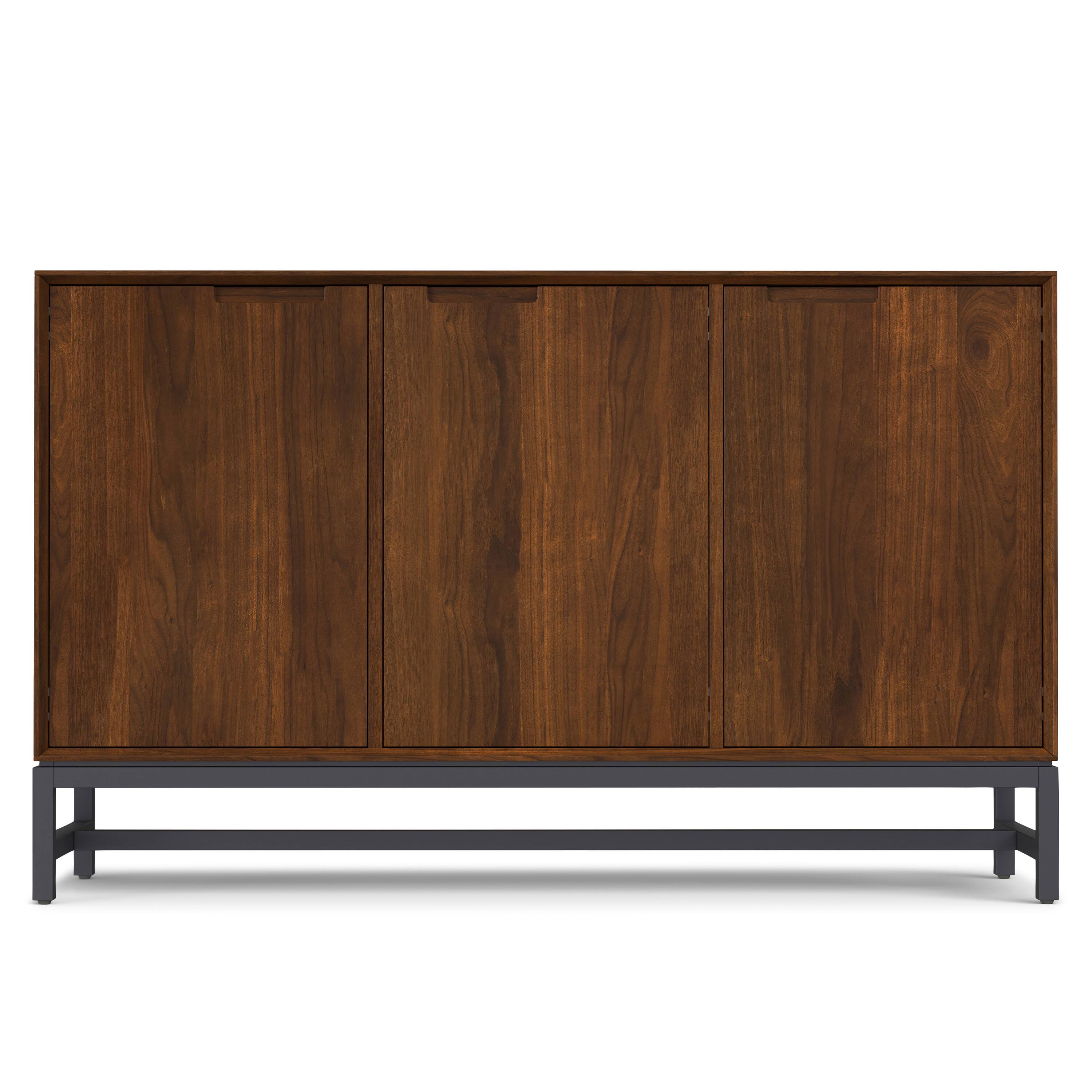 Left. Simpli Home - Simpli Home Banting 58 inch Wide 3 Door Sideboard Buffet in Natural Walnut Veneer - Natural Walnut.