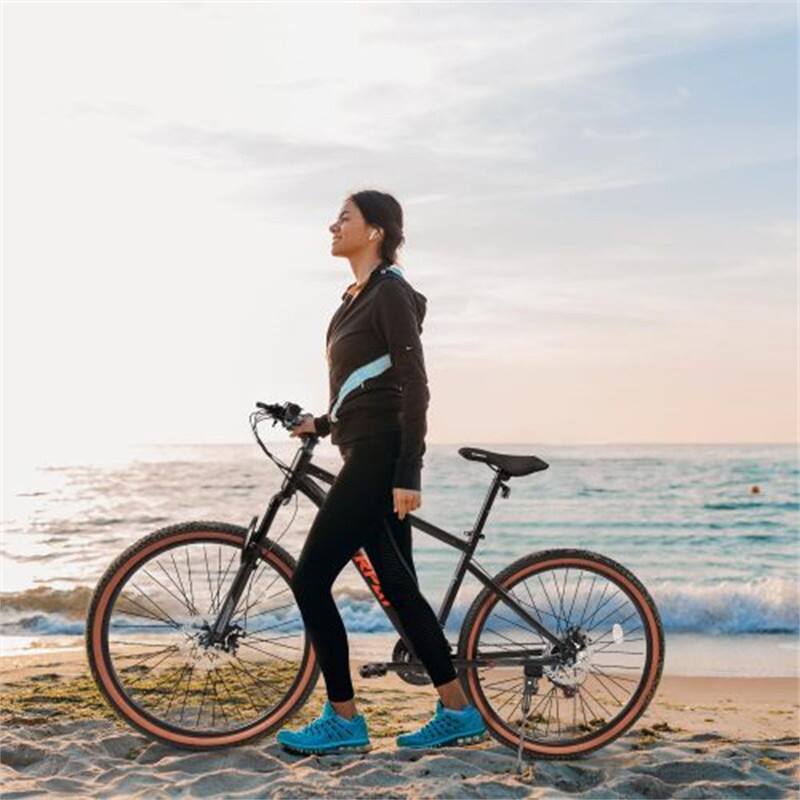 Angle. HTUTWOO - 24 Inch Teenager Mountain Bike - High Carbon Steel Frame, Disc Brakes, Durable Design, Brown Edge Tires for Commuting - Red+Black.
