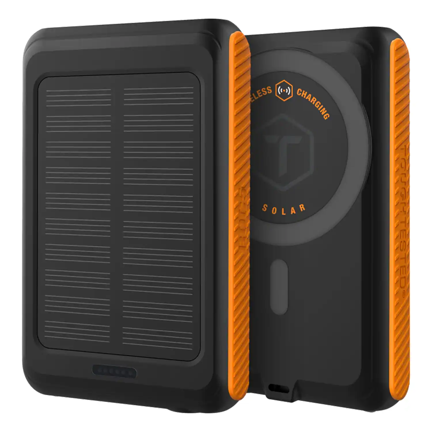 ToughTested - Roc 5 Magsafe 5,000-mah Solar Qi Wireless Power Bank With Usb-c Pd And Usb-a Quick-charge Ports - Black