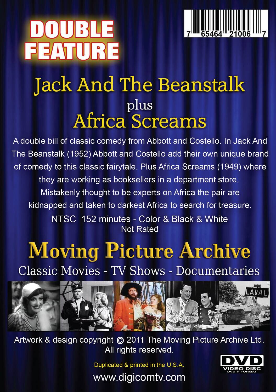 Alt View 1. Abbott & Costello Double Feature: Jack and the Beanstalk / Africa Screams   - DVD.