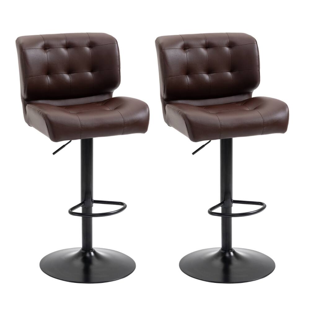 SlickBlue - Stylish Height-Adjustable Bar Stool with Swivel, Footrest, and Comfortable Upholstery for Modern Kitchens - Brown