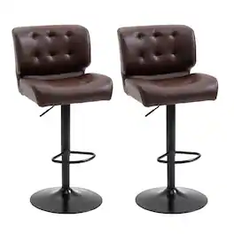 SlickBlue - Stylish Height-Adjustable Bar Stool with Swivel, Footrest, and Comfortable Upholstery for Modern Kitchens - Brown