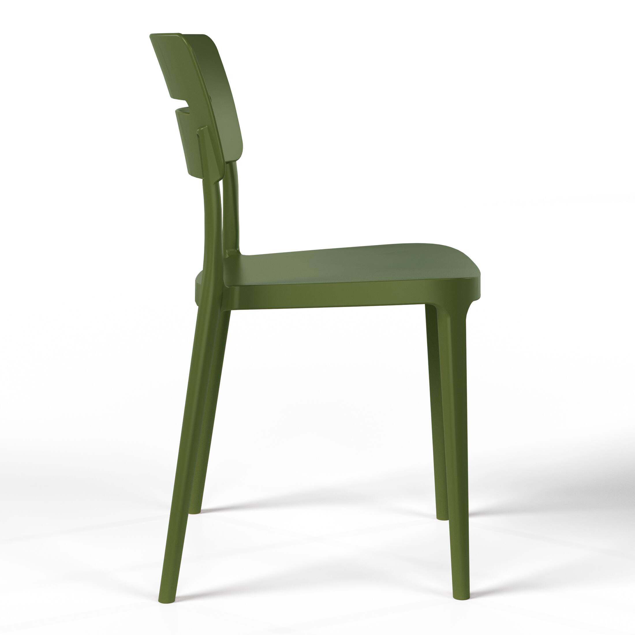 Left. WestinTrends - WestinTrends Playa Outdoor Modern Stackable Plastic Patio Dining Chairs (Set of 2) - Olive Green.