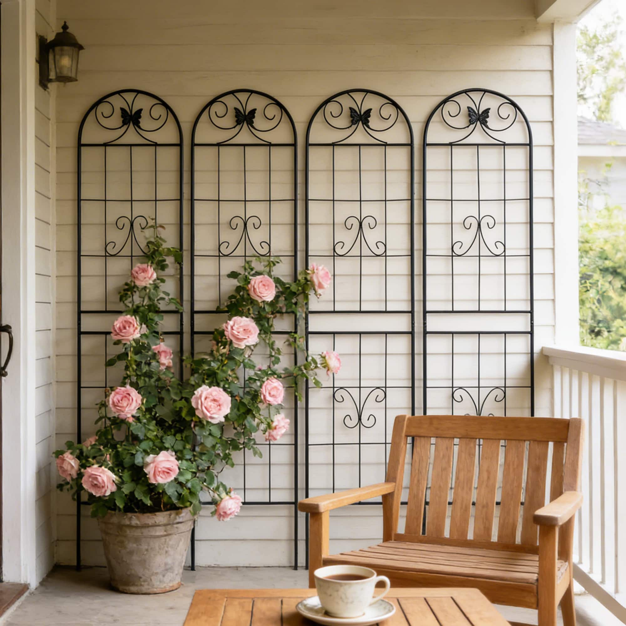 Loheer - Rustproof Metal Garden Trellis 4 Pack, 7.23 ft x 1.64 ft Plant Support for Outdoor Climbing Plants price history on PriceWatchPro