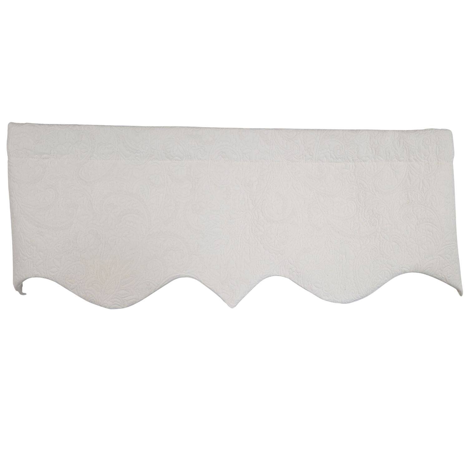 Left. RLF Home - RLF Home 100% Cotton Quilted Matelassé Regal Lined Window Valance 50" x 17" Off White - Off White.