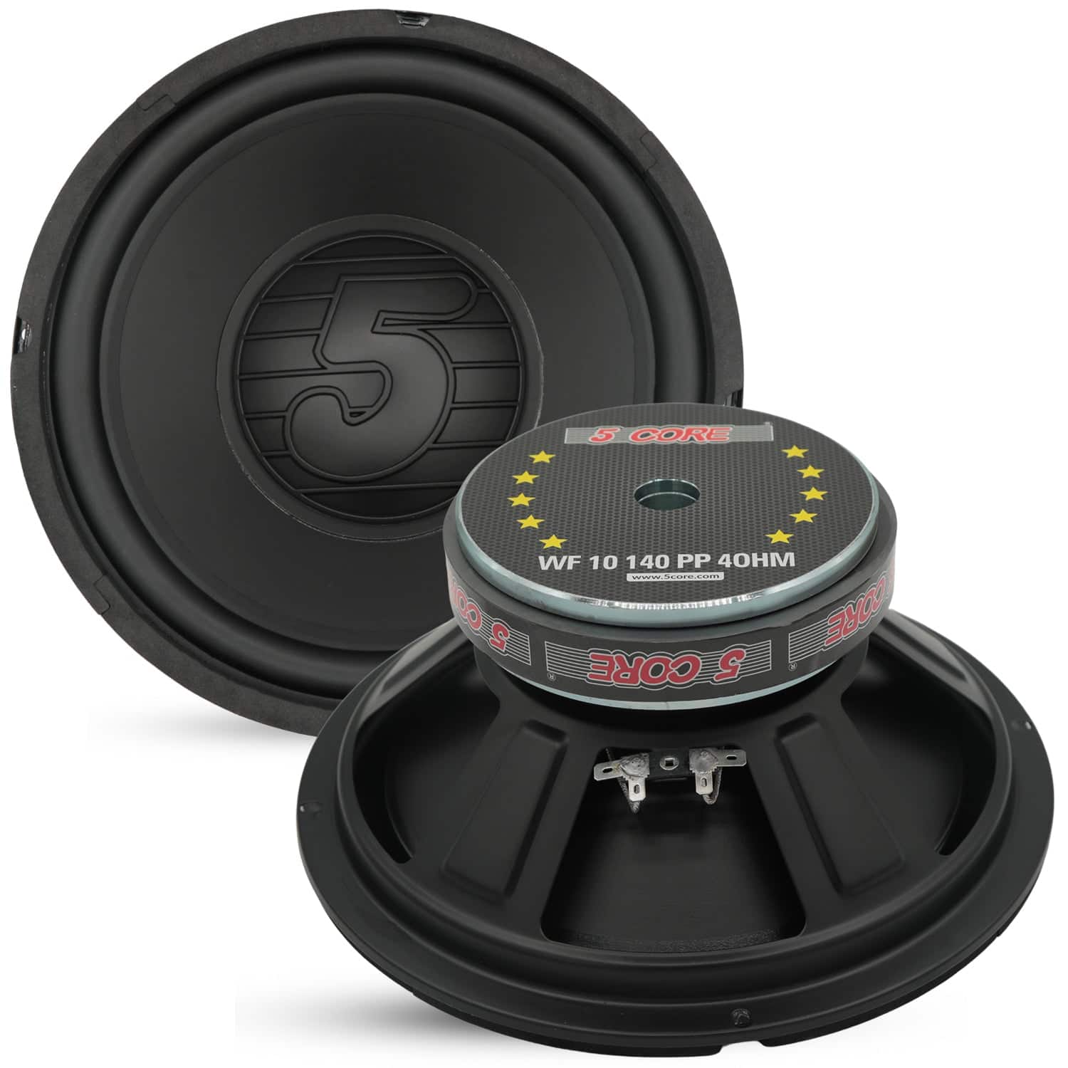5 CORE - 10 Inch Woofer 300W Car Subwoofer 4Ohm Replacement Deep Sub w Poly Cone - Black