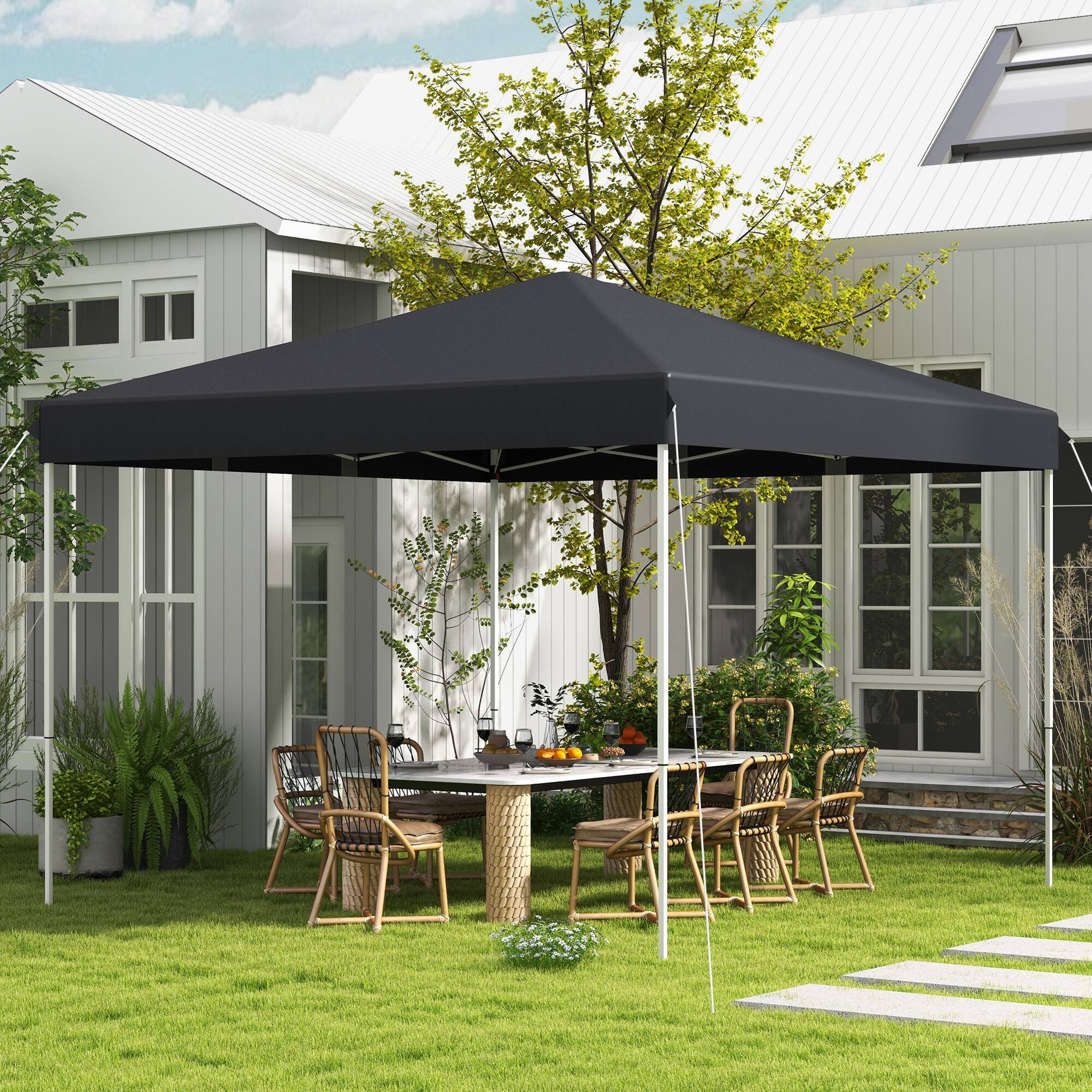 Alt View 1. Outsunny - 13' x 13' Pop Up Canopy Tent, Instant Sun Shelter, Tents for Parties, Height Adjustable for Outdoor, Garden, Patio - Gray.