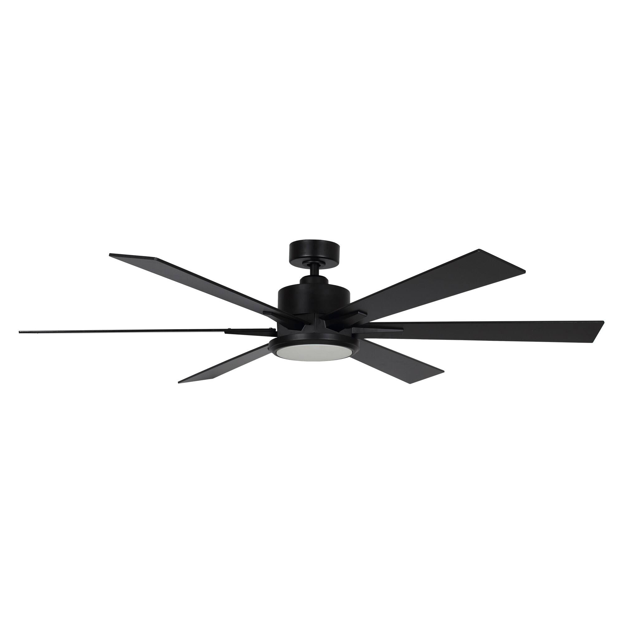 Alt View 2. Parrot Uncle - 65" Modern 6-Blade Black LED Ceiling Fan with Remote Control - Black.