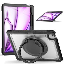 Dteck - Heavy Duty Shockproof Case for Apple iPad Air (M4) 13" 2026/iPad Air 13‑inch (M3)(M2),Rugged Stand Cover+Shoulder Strap - Clear