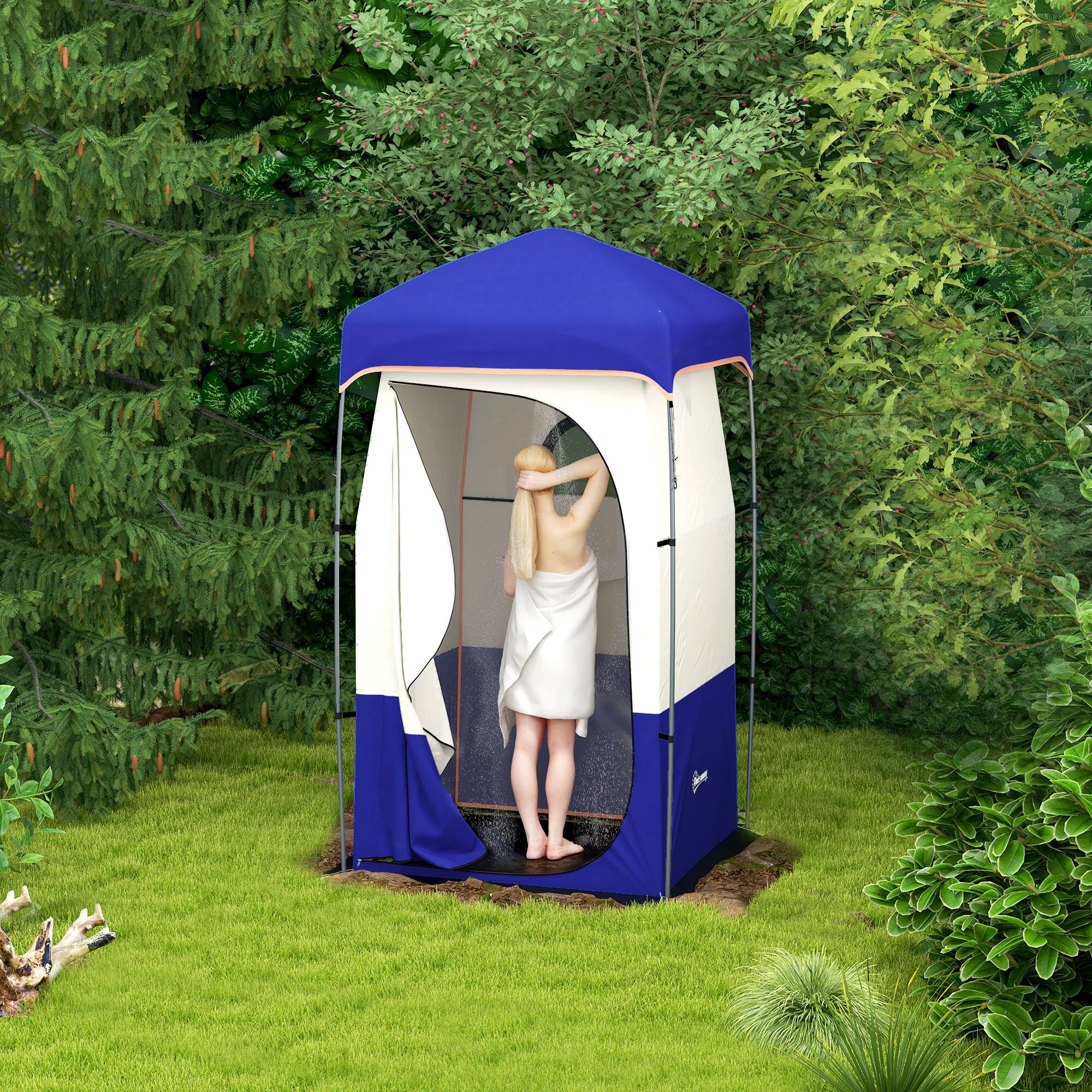 Alt View 1. Outsunny - Shower Tent, Portable Privacy Shelter with Solar Shower Bag - Blue.