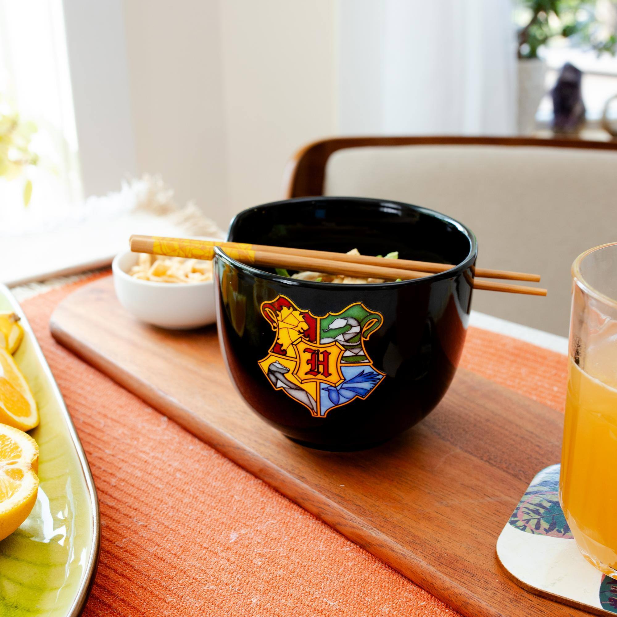 Alt View 5. Silver Buffalo - Back To School 20oz Ceramic Ramen Bowl and Chopsticks Set of 12 - White.