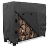 Front. KHOMO GEAR - Heavy-Duty 4ft Firewood Log Rack Cover, Waterproof Outdoor Wood Storage Protector, Fade & Weather Resistant - Black.