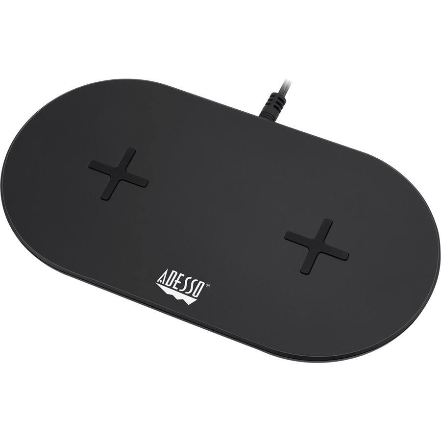 Alt View 4. Adesso - Adesso 15W Max Qi-Certified Dual 2-Coil Wireless Fast Charging Pad - 12 V DC Input - Overcharge Protection - Black.