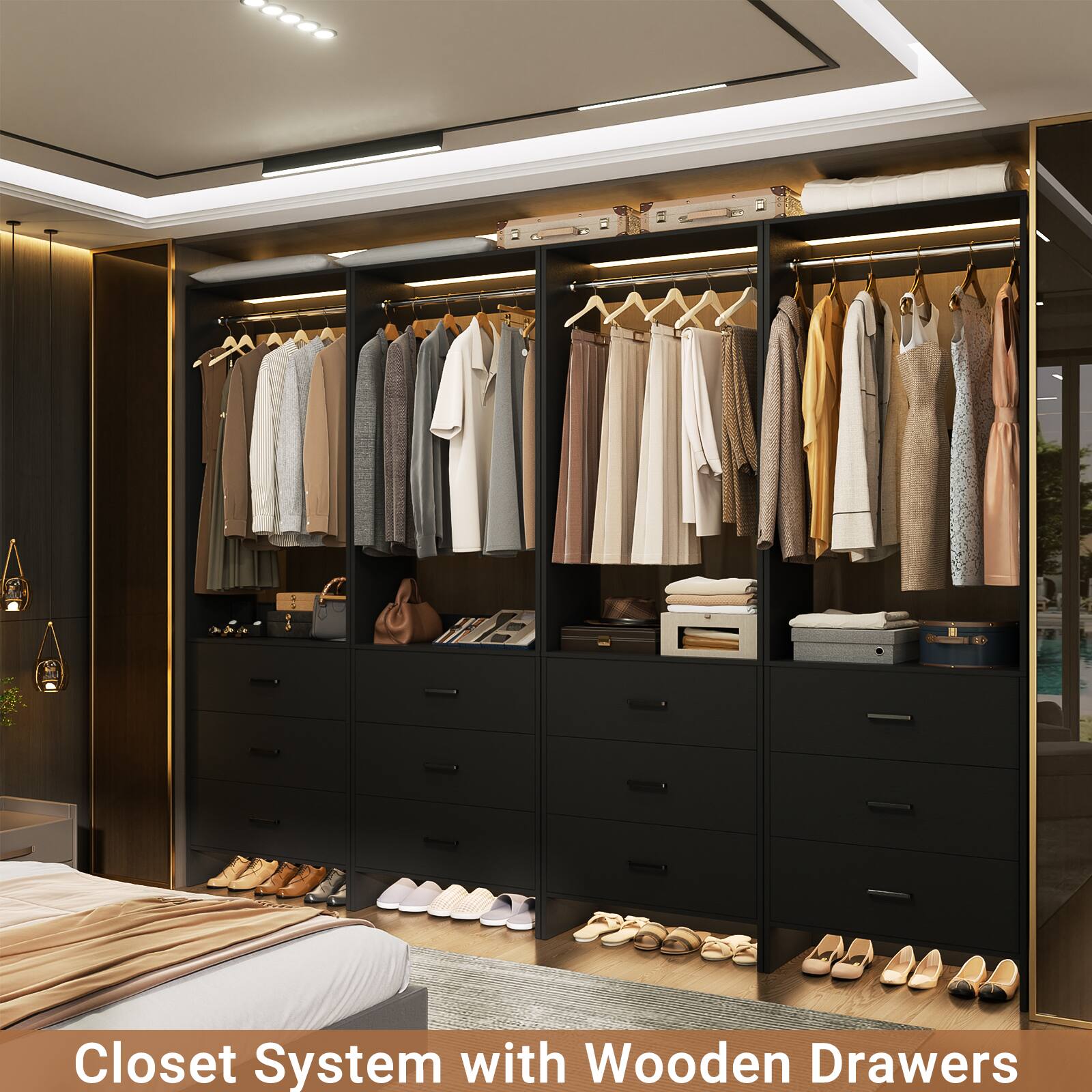 Closet System with Wooden Drawers