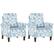 Front. Costway - Costway 2 PCS Floral Accent Chair with Solid Wood Legs & High Back Thick Comfy Cushions - Blue.