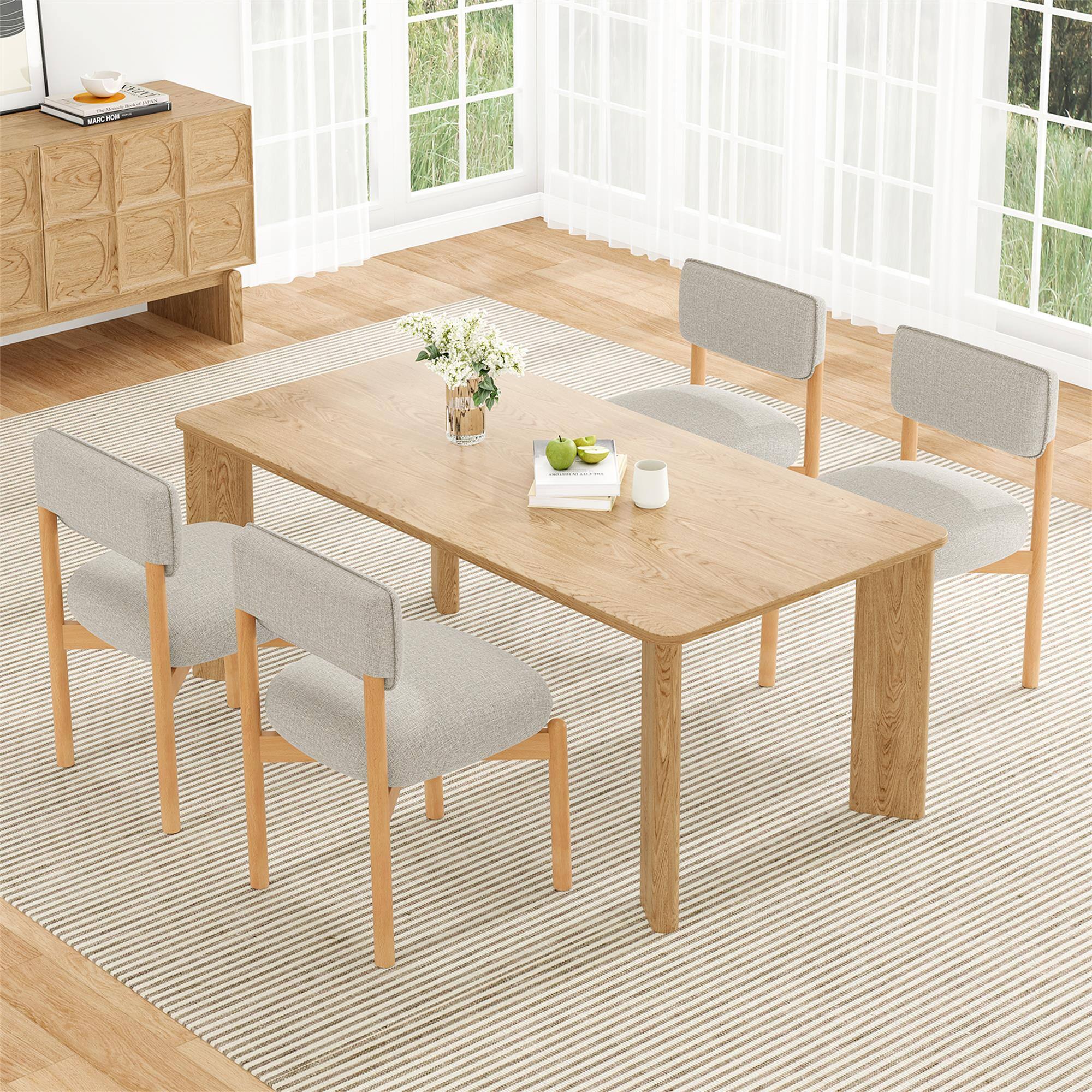Alt View 2. Boyel Living - Modern Wooden Blended Linen Gray Dining Chair (Set of 2) - Gray.