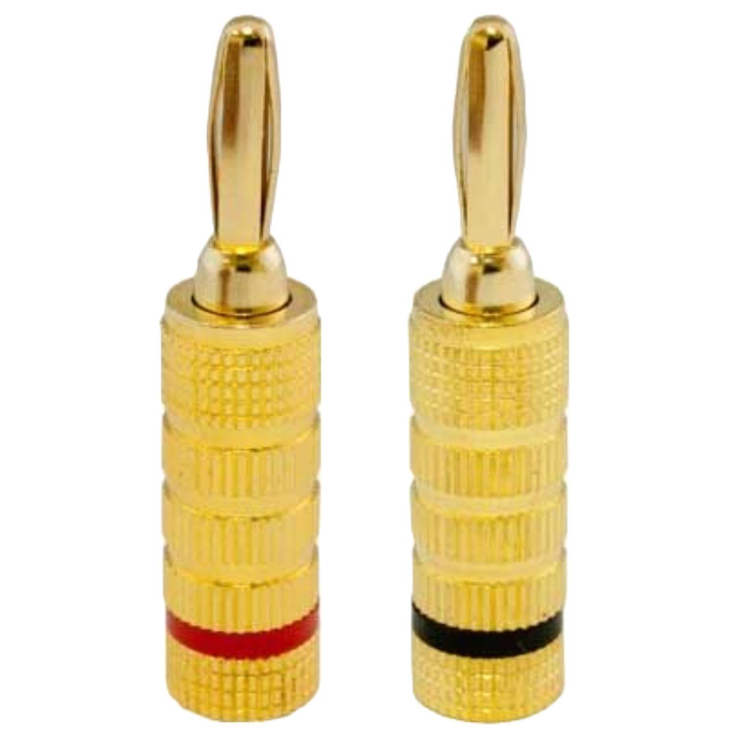 Alt View 1. Sanoxy - 1 Pair of Speaker Banana Plugs – Gold-Plated, Closed-Screw Type, Accepts Bare Wire or Spades - Black.