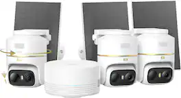 eufy - eufyCam C37 3-Cam Kit with HomeBase Mini, 4K Solar Security Cameras, 360 PTZ AI Tracking, No Monthly Fee - White