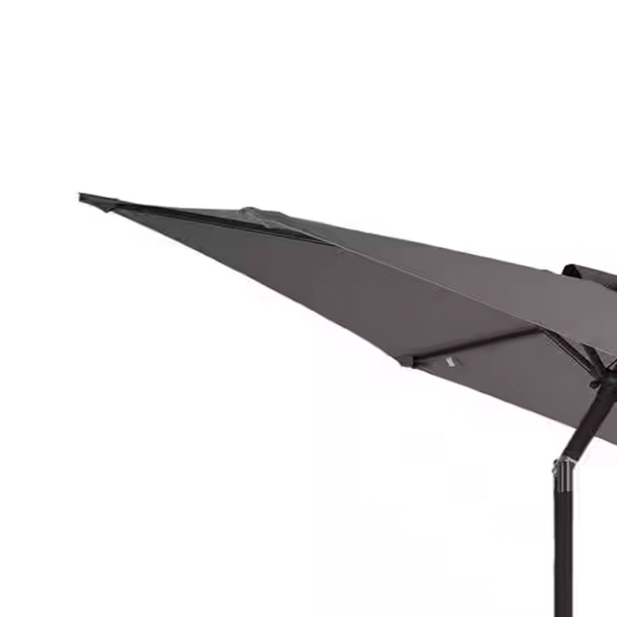 Alt View 4. Four Seasons Courtyard - Four Seasons Courtyard 9' Round Sling Fabric Campton Hills Market Umbrella, Gray - Gray, Brown.