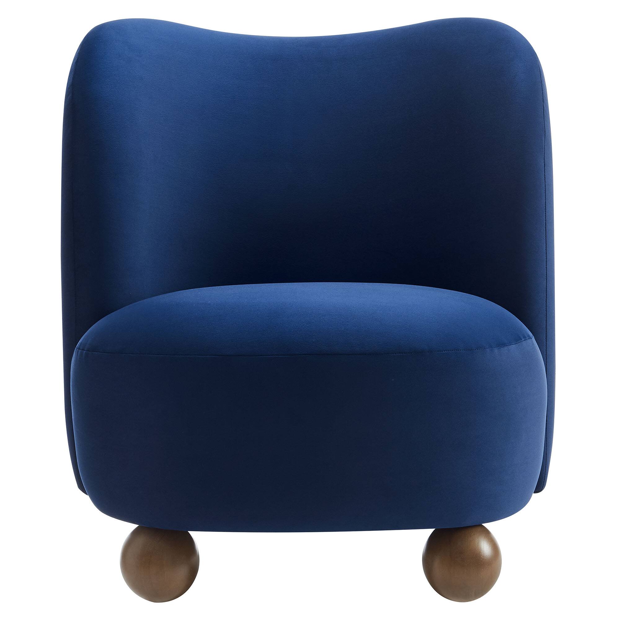 Alt View 4. Modway - Monroe Performance Velvet Accent Chair by Modway - Midnight Blue Walnut.