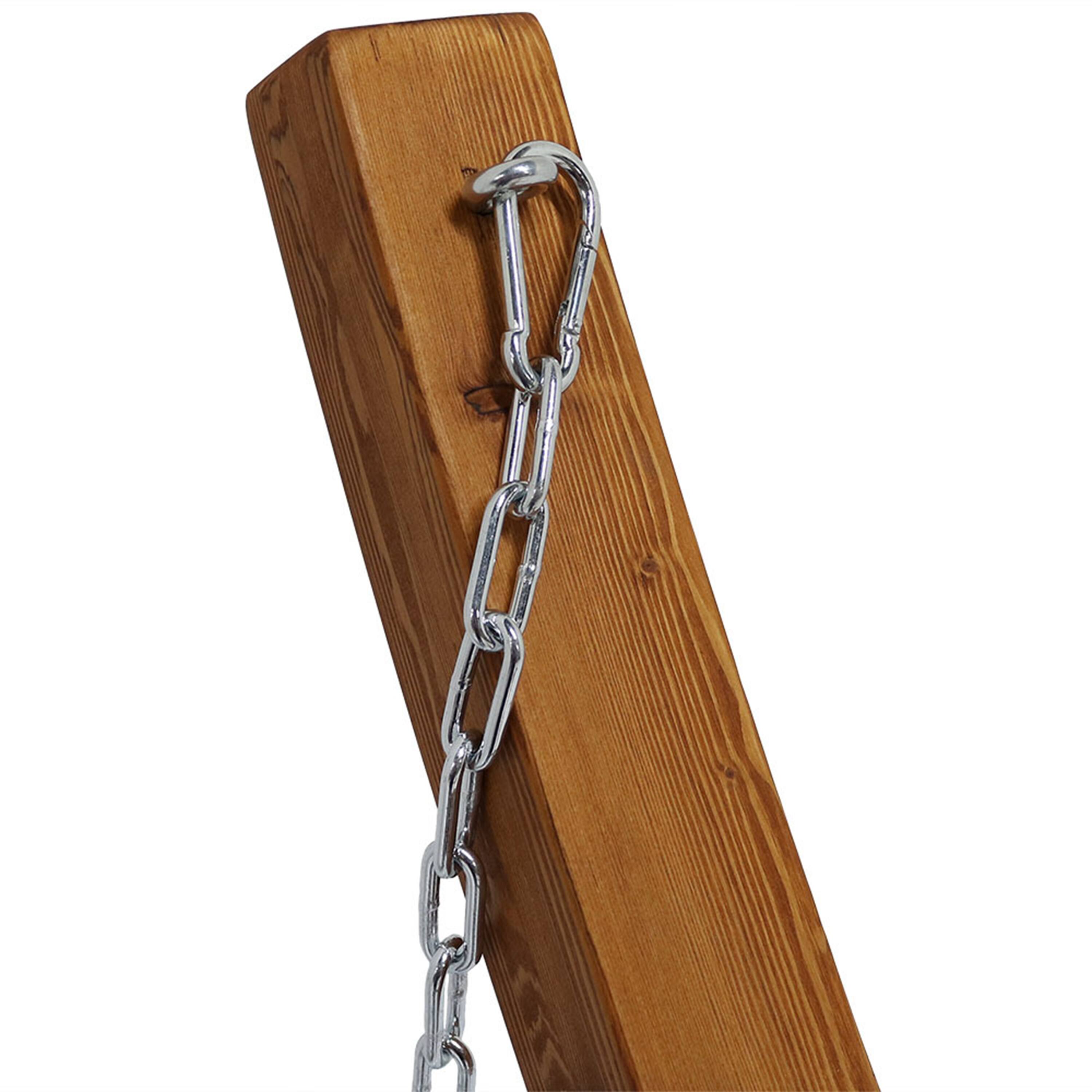 Alt View 10. Sunnydaze - 2-Person Quilted Hammock with Curved Wooden Stand - Blue and Green Stripe.