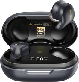 TOZO - Golden X1 Earbuds, JAS Hi-Res Certified, LDAC HD Hi-Res Audio, Hybrid Dynamic Driver System, APP-32EQ, Wireless Charging - Black