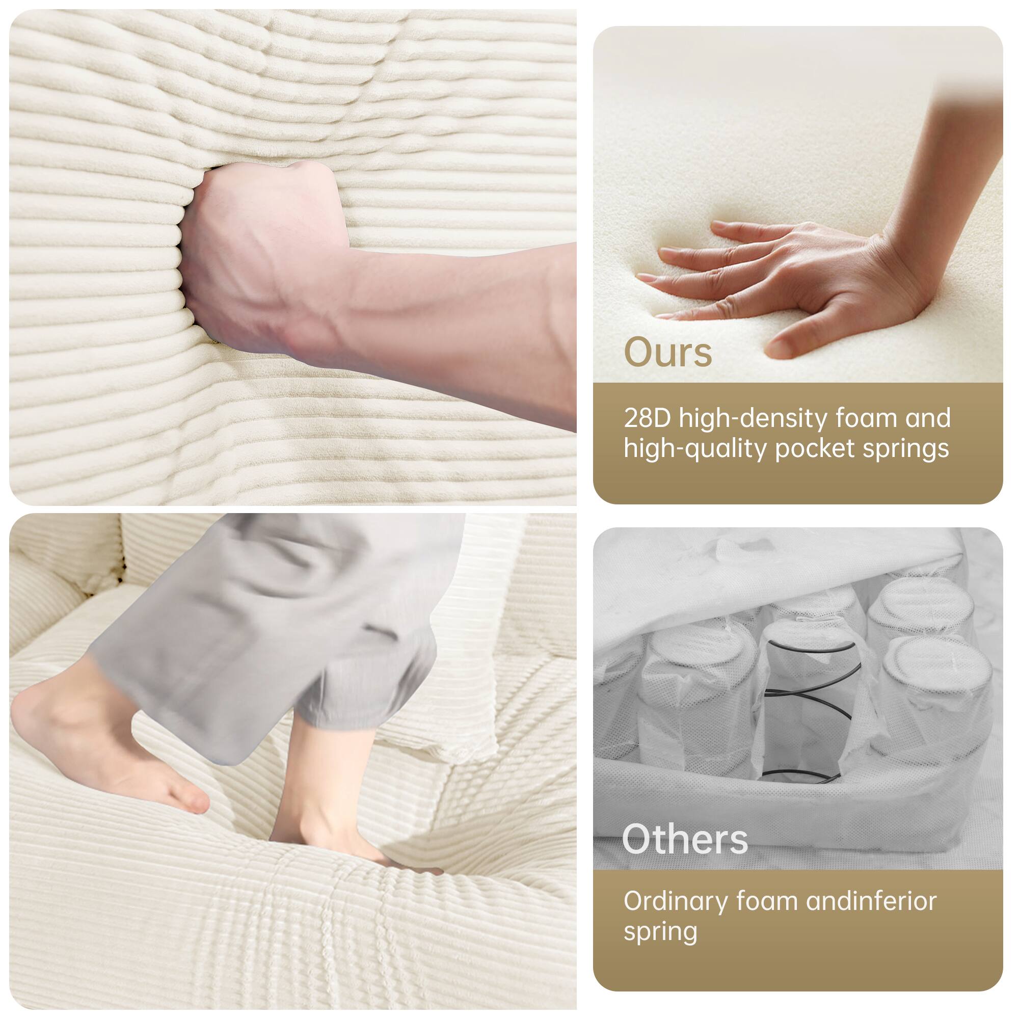 Ours  
28D high-density foam and high-quality pocket springs  

Others  
Ordinary foam and inferior spring