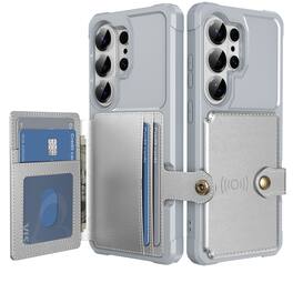 Dteck - For Samsung Galaxy S26 Ultra Wallet Case Flip Card Slots Magnetic Clasp Shockproof Anti-Scratch Cover - SilverGray