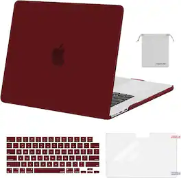 mosiso - Case for MacBook Air 15 inch M5 2026 2025-2023 M4 M3 M2 A3448 A3241 A3114 A2941, Shell&Keyboard Cover&Screen Film&Pouch - Burgundy