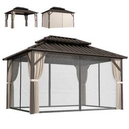 Outsunny - 10' x 14' Hardtop Gazebo with UPF50+ Double Galvanized Steel Roof Canopy, Aluminum Frame Permanent Outdoor Gazebo