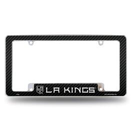 Rico Industries - Los Angeles LA Kings NHL Chrome Metal License Plate Frame with Carbon Fiber Design - Multi