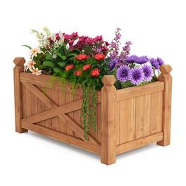 Gymax - Wooden Raised Garden Bed Elevated Outdoor Planter Box w/ Drainage Holes for Patio - Coffee