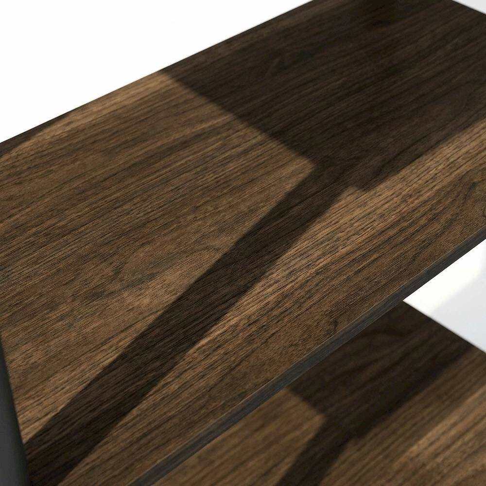 Alt View 1. FurniFact - Wood bookcase with open shelving for living room organization - Columbia Walnut/Black.