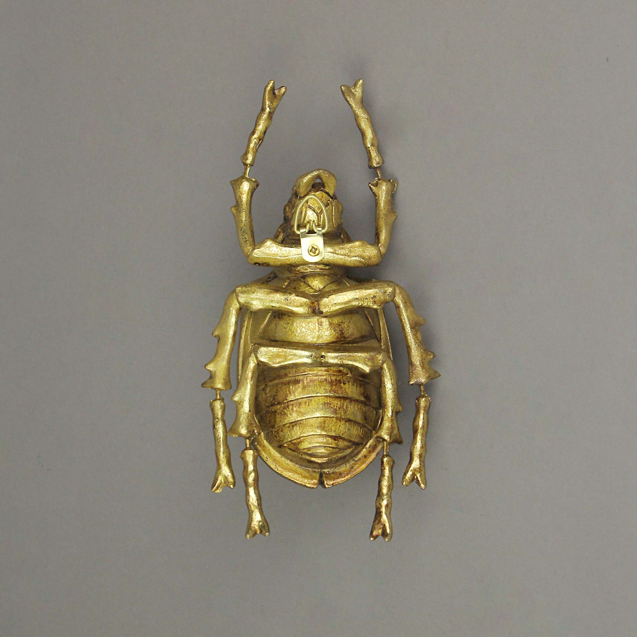 Alt View 2. Contrast Inc. - Resin Gold Ground Beetle Painted Sculpture Wall Art Home Decor Hanging Statue - Gold.