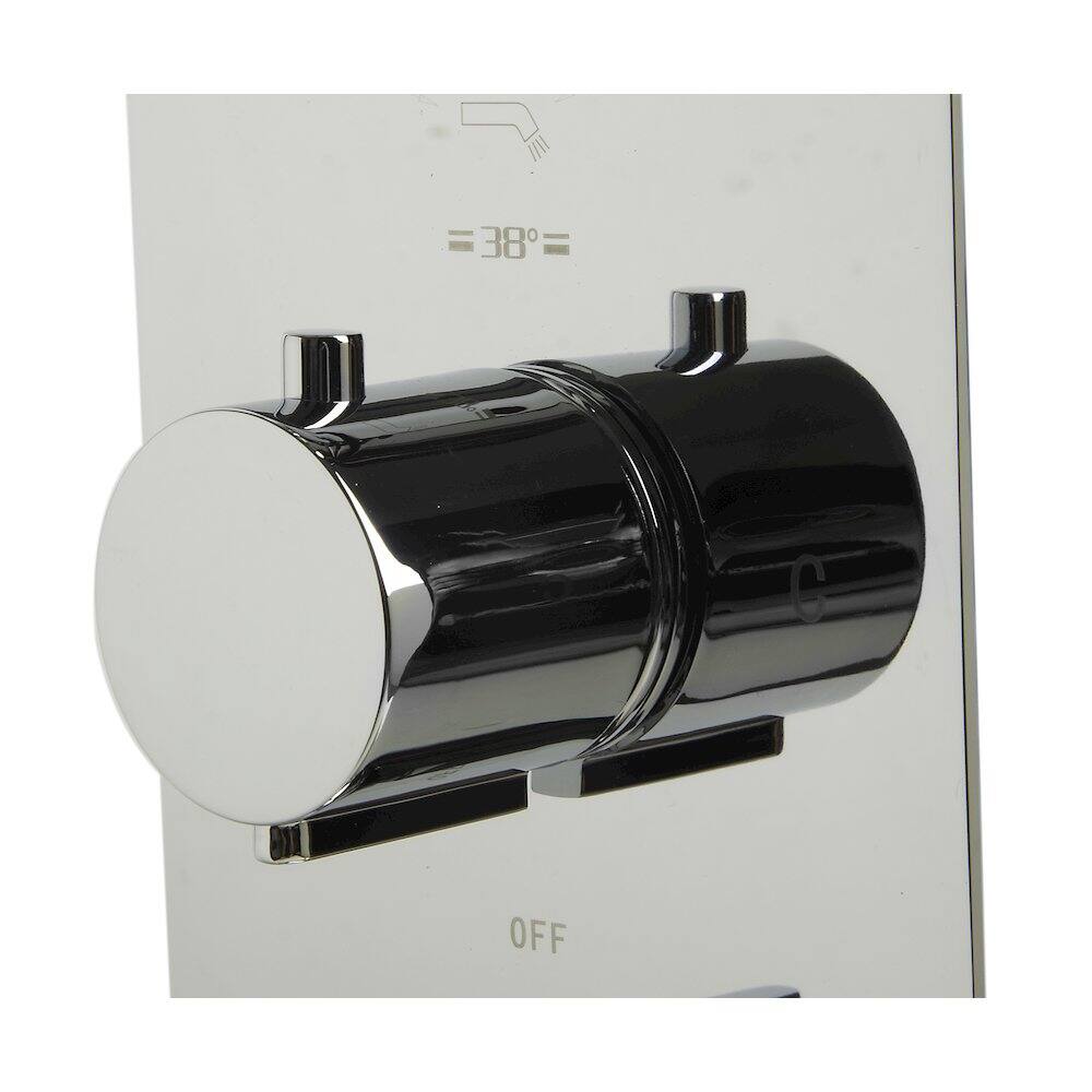 Back. Alfi - Polished Chrome Concealed 4-Way Thermostatic Valve Shower Mixer /W Round Knobs - Silver.