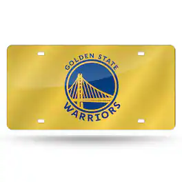 Rico Industries - Golden State Warriors Yellow Mirror Look Acrylic License Plate Laser Tag - Multi