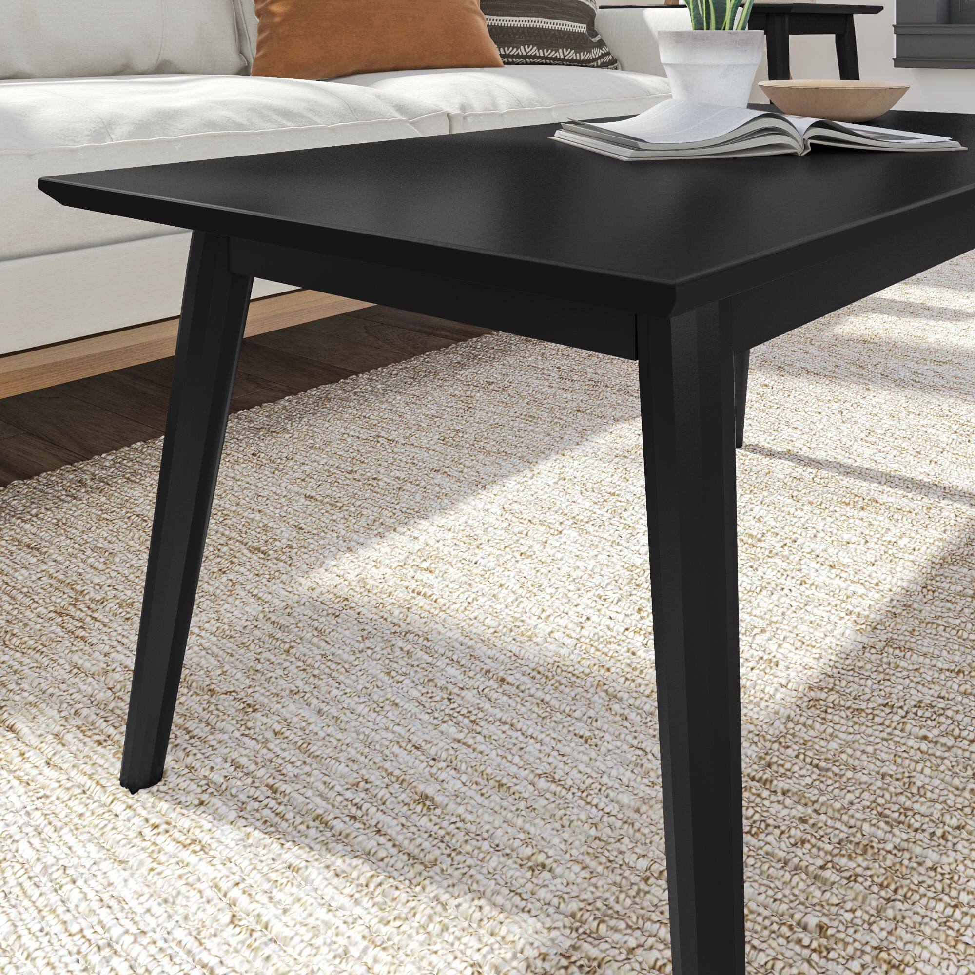 Alt View 3. Plank+Beam - Mid-Century Modern Rectangular Coffee Table (40in x 20in / 1020mm x 510mm), Black - Black.