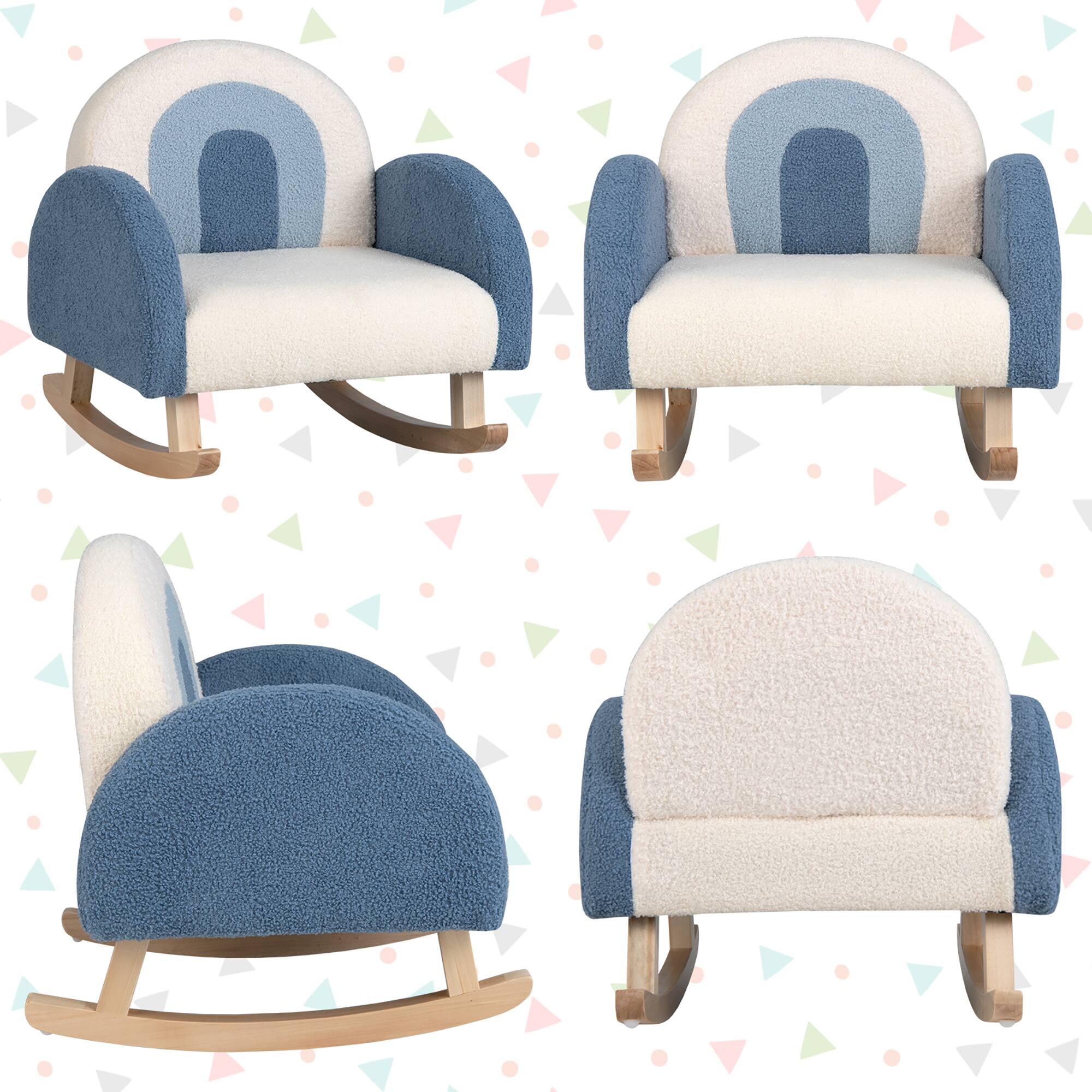 Alt View 9. Costway - Costway Kids Rocking Chair Children Armchair Velvet Upholstered Sofa w/ Solid Wood Legs Blue - Blue.