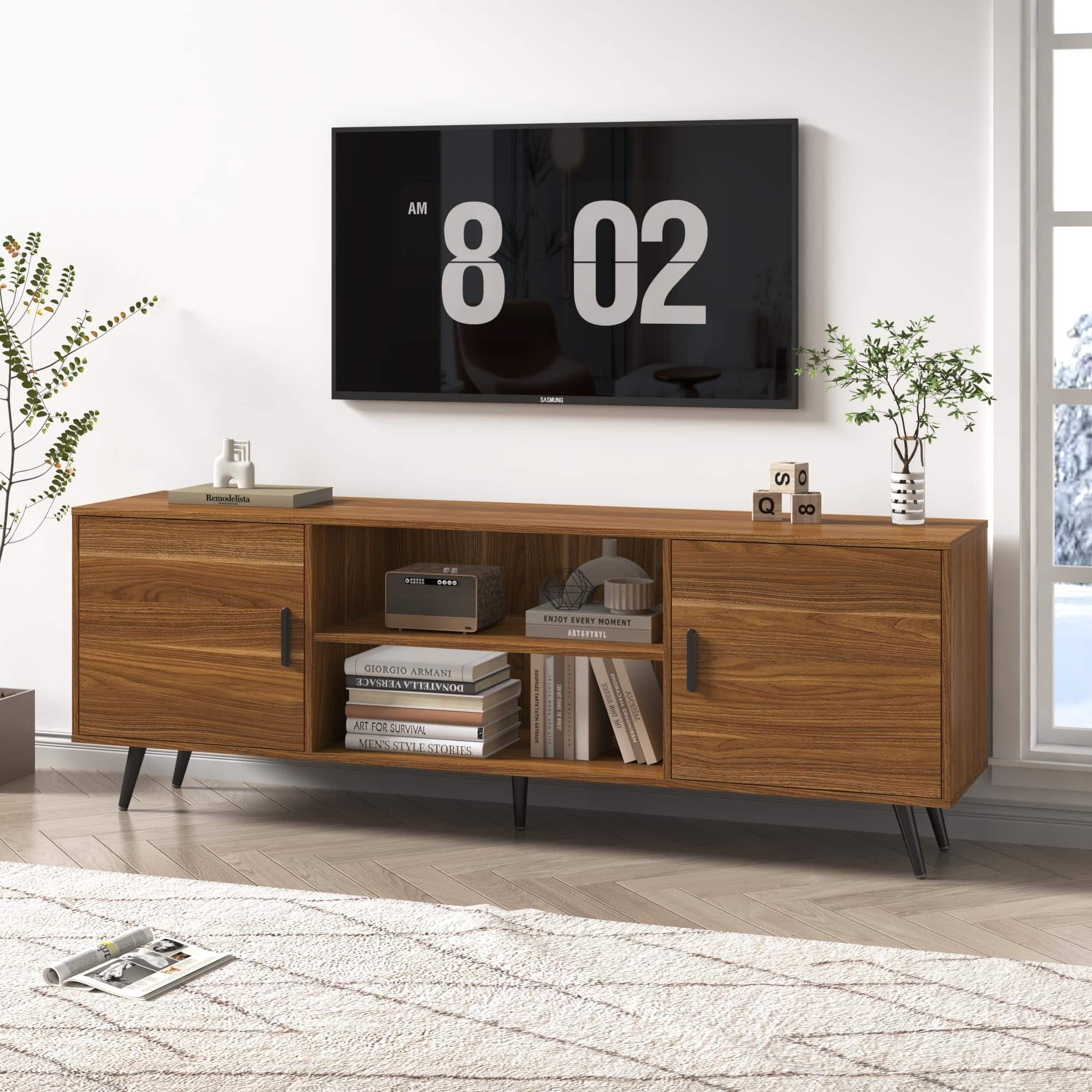 Lent Glitter Wood 70 Inch Mid Century Modern TV Stand for TVs up