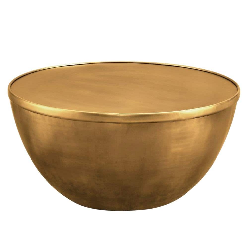 FurniFact - Premium Metal Coffee Table in Brass Finish with Modern Design - Brown