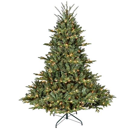 Front. Forest'nSky - 5 ft. Full-Shape Pre-Lit Christmas Tree with 350 UL Lights, 1129 PE/PVC Tips, 44 in. Wide Base - Green.