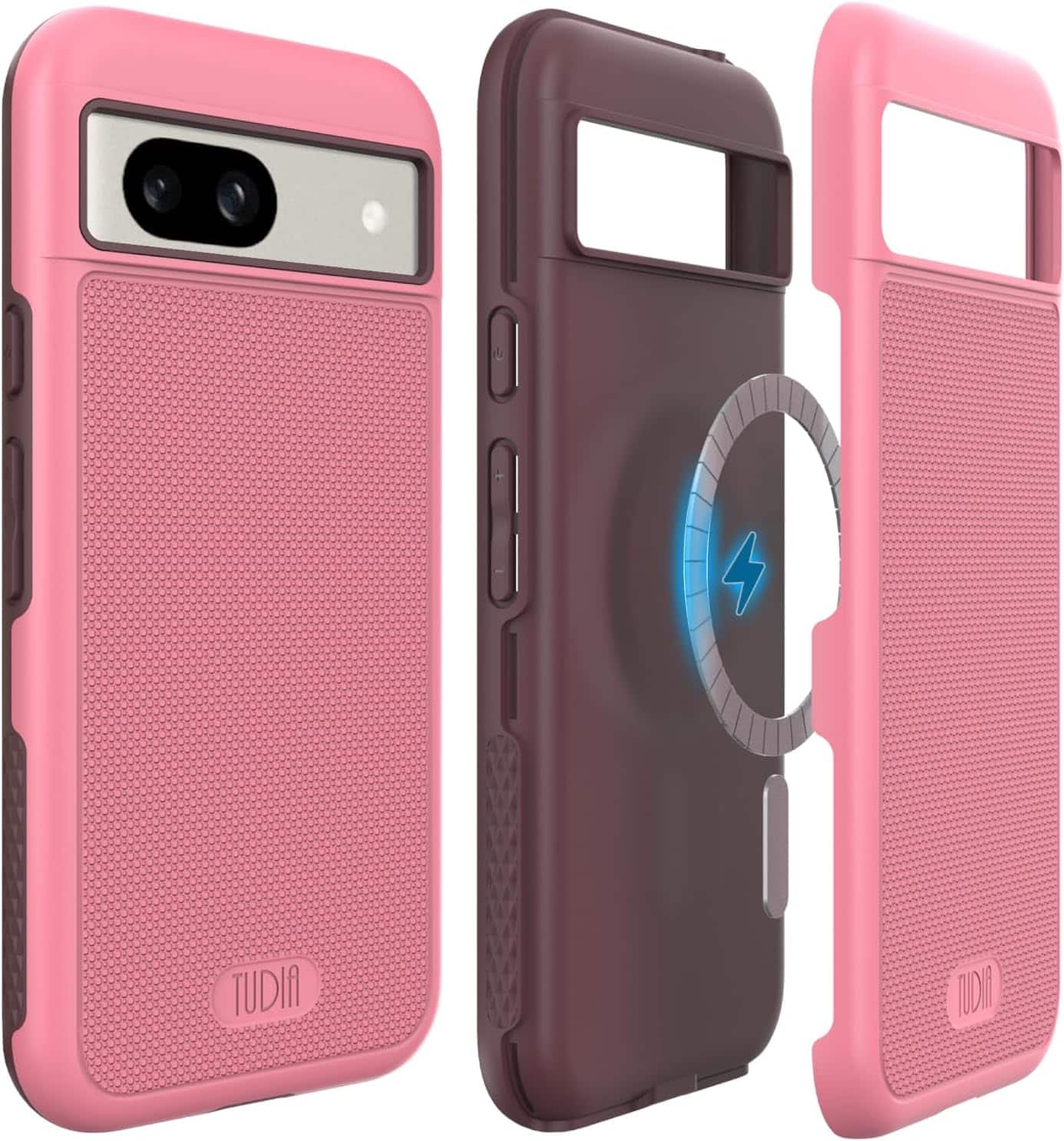 TUDIA - MergeGrip for Google Pixel 8a Case Magsafe Compatible Phone Case - Smokey Pink - Magnetic Smokey Pink