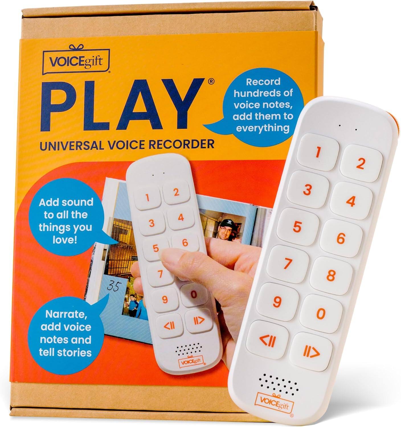 VOICEgift PLAY  
UNIVERSAL VOICE RECORDER  

Record hundreds of voice notes, add them to everything  

Add sound to all the things you love!  

Narrate, add voice notes and tell stories